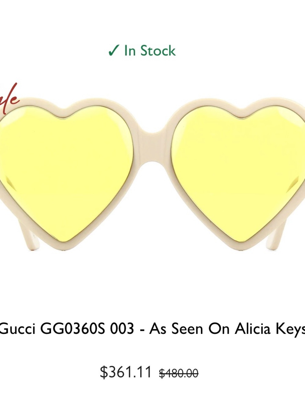 Gucci Heart Sunglasses with Yellow Lenses - Picture 6 of 10